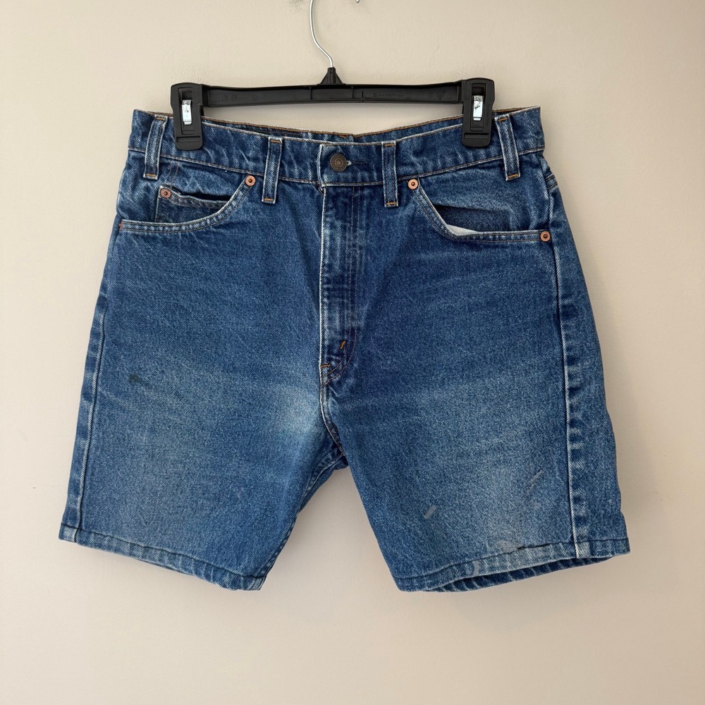 Vintage Levis 505 Orange Tab Denim Shorts Medium Wash Blue Mens 34 32x8.5